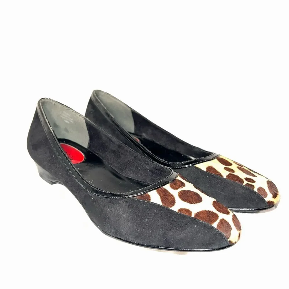 J Renee suede flats animal print insert‎ patent leather accent size 6.5